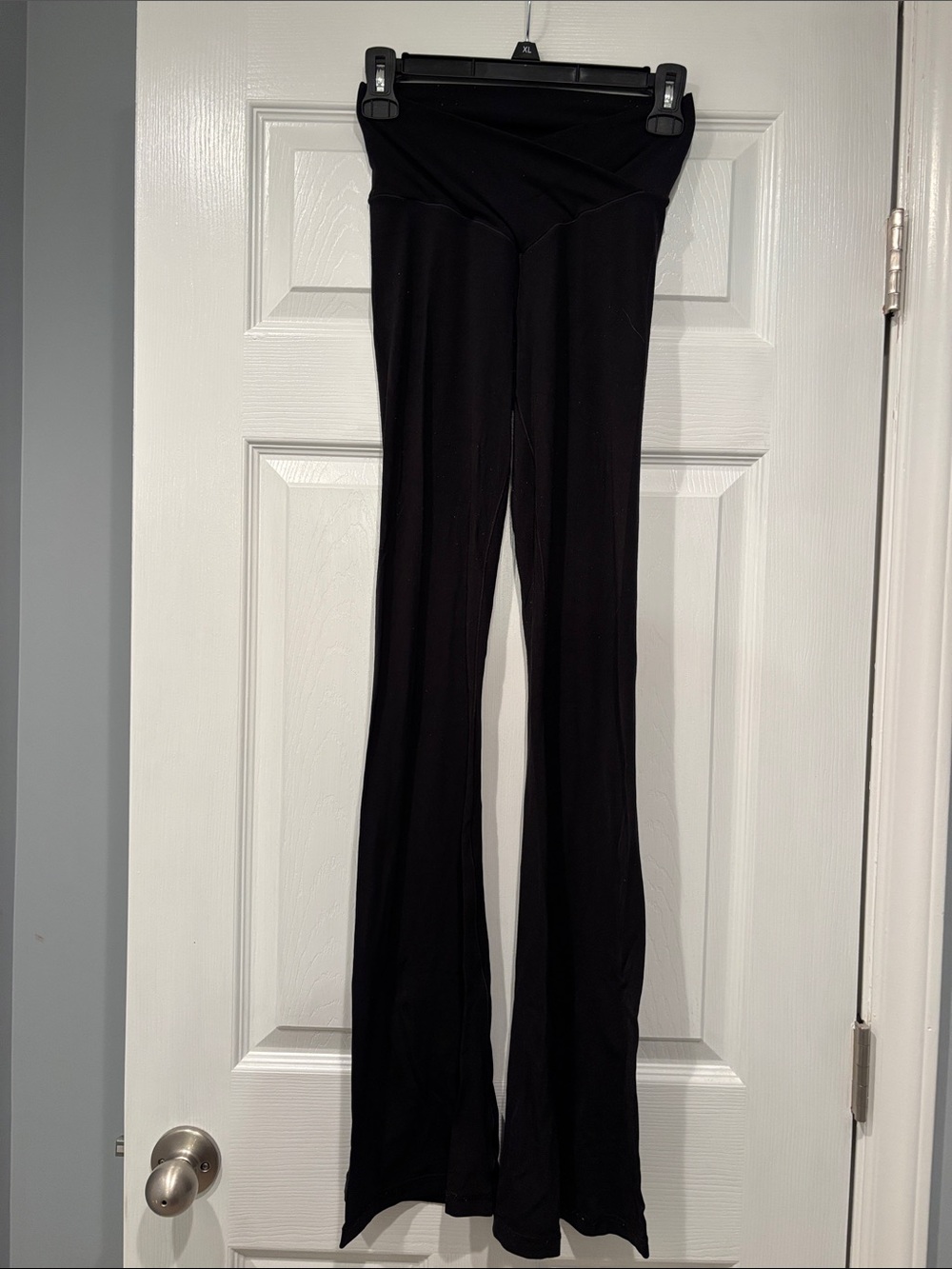 aerie Black Flared Yoga Pants with Crossover Waist